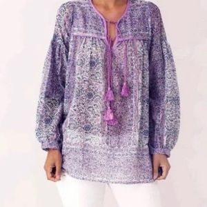 Long sleeve floral cotton blouse